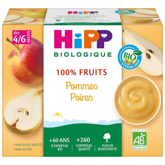 4062300011311 - Hipp - 100% Fruits - Pommes Poires Bio Coupelle Bébé Dès 4/6 mois