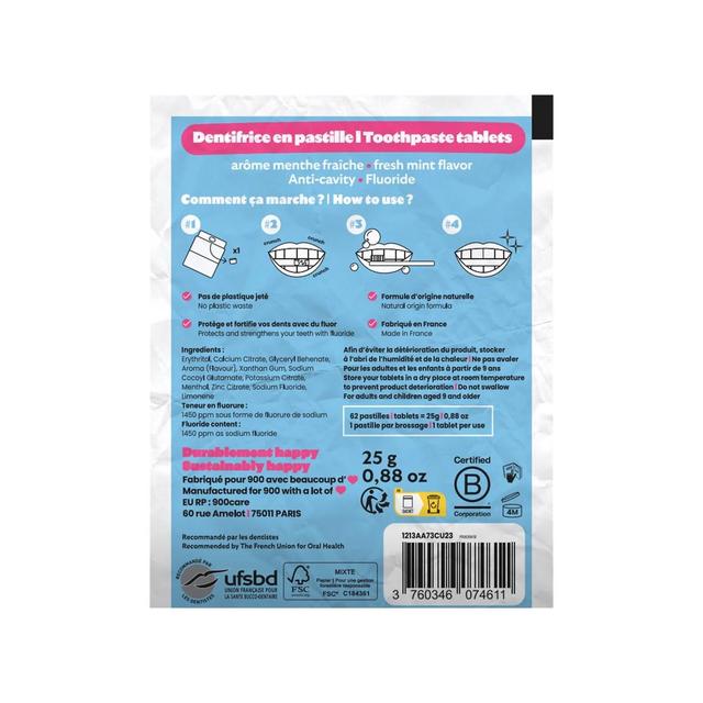 3760346074611 - 900Care - Dentifrice menthe pastille