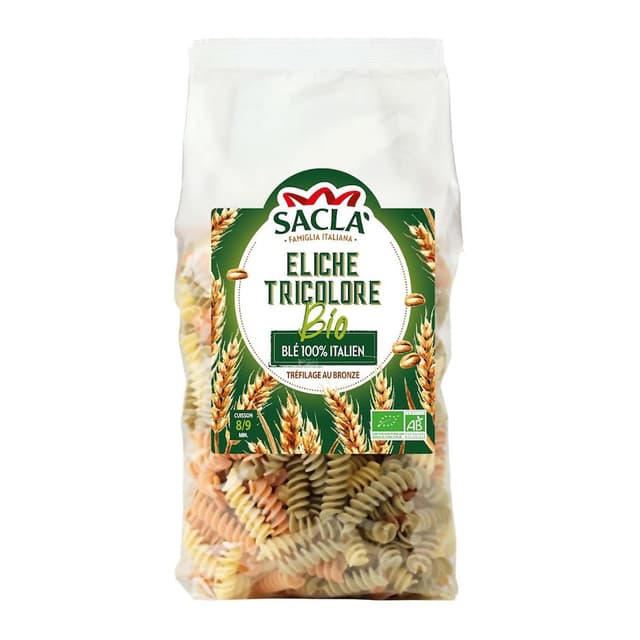 8001060025011 - Sacla - Pâtes Eliche Tricolore Bio