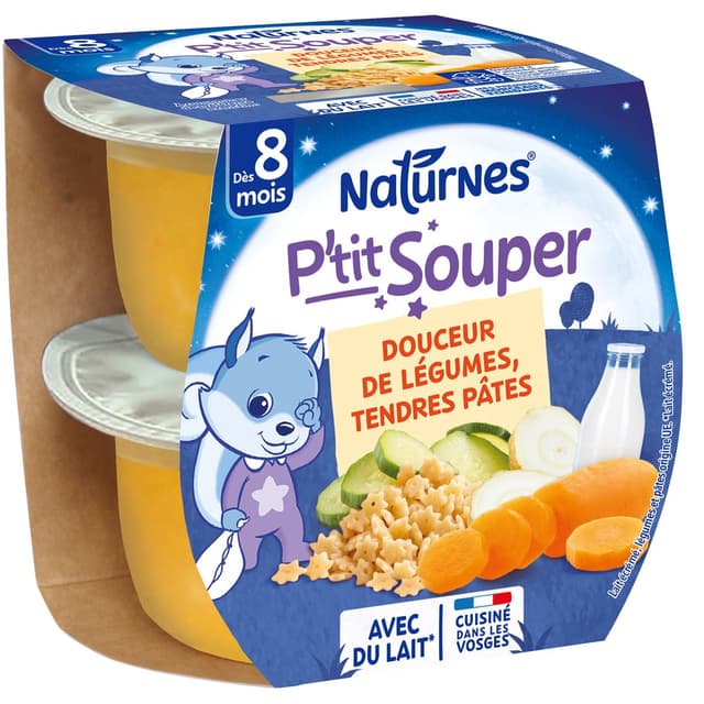 7613035096011 - Naturnes® - P'tit Souper - Crème de Légumes, Tendres Pâtes Bol Bébé Dès 8 mois