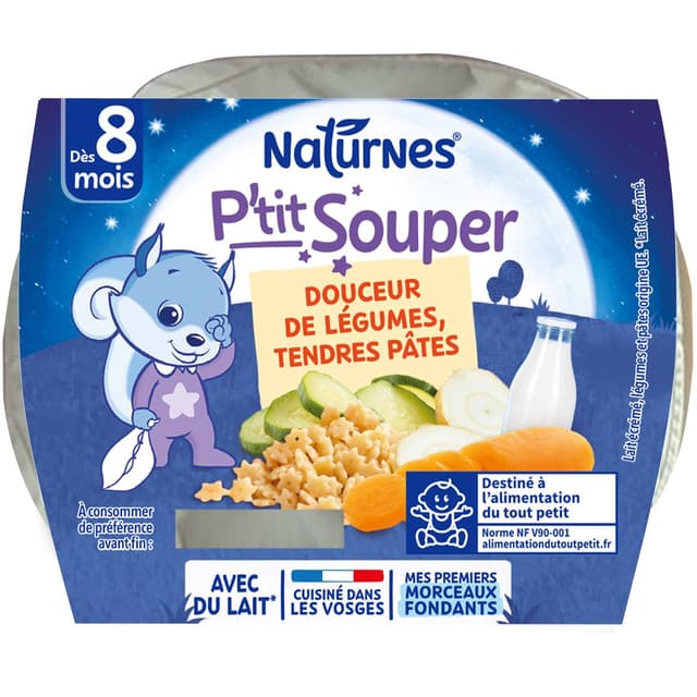 7613035096011 - Naturnes® - P'tit Souper - Crème de Légumes, Tendres Pâtes Bol Bébé Dès 8 mois
