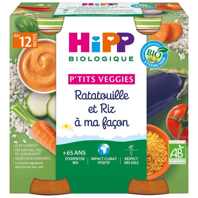 4062300408111 - Hipp - P'tits Veggies - Ratatouille et Riz à ma façon Bio Pot Bébé Dès 12 mois