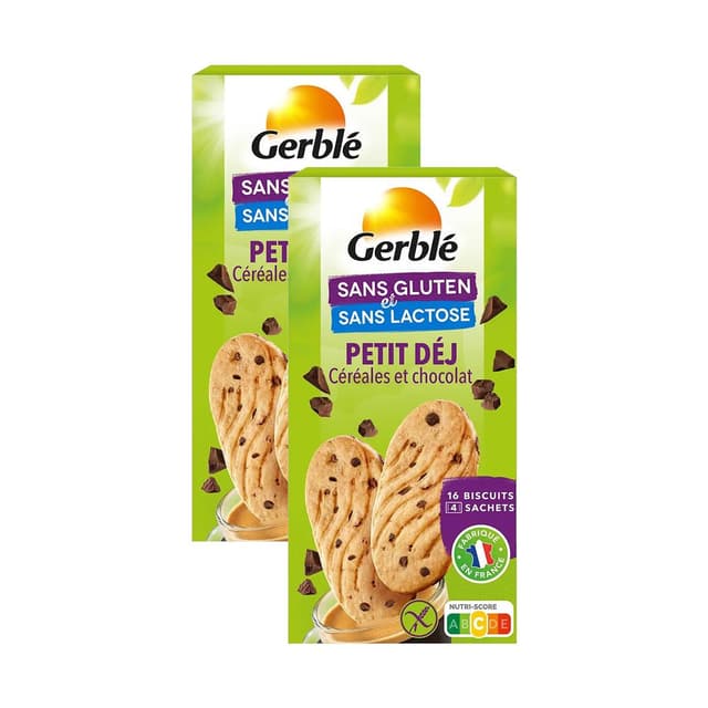 3175681140202 - Gerblé Sans Gluten Sans Lactose - 16 Biscuits Petit Déj Céréales et chocolat sans gluten et sans lactose