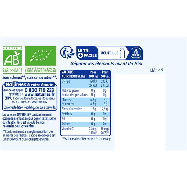 7613036760812 - Naturnes® - Pomme Mangue Bio Boisson Bébé Dés 6 mois