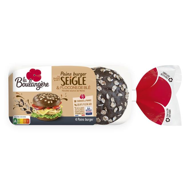 3760049791112 - La Boulangère - Pain Burger au Seigle & Flocons de Blé