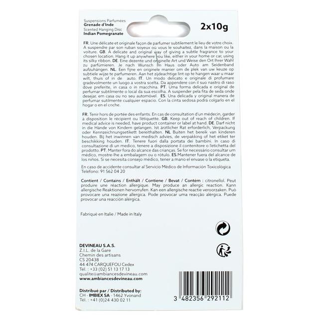 3482356292112 - Ambiances Devineau - 2 Suspensions parfum Grenade d'Inde