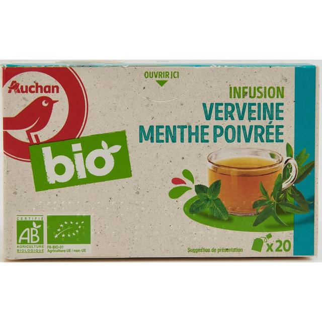 3596710512812 - Auchan BIO - Infusion verveine et menthe poivrée Bio