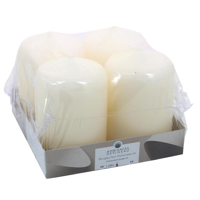 3482356723395 - Ambiances Devineau - 4 Bougies non parfumées Ivoire
