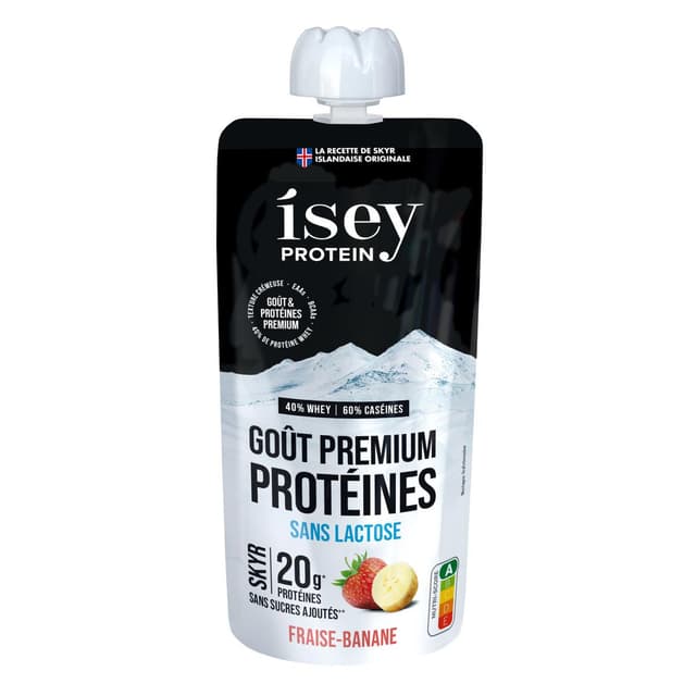 5690845003912 - Isey Protein - Gourde Skyr Fraise Banane sans lactose et sans sucres ajoutés
