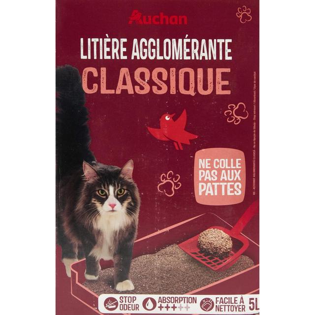 3596710185412 - Auchan - Litière minérale agglomérante super absorbante pour chat