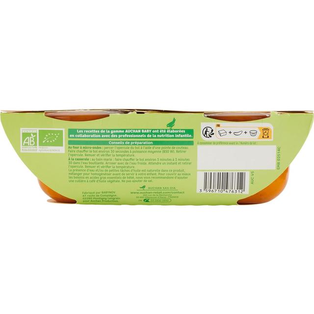 3596710476312 - Auchan Baby Bio - Risotto de légumes bio Bol Bébé dès 8 mois
