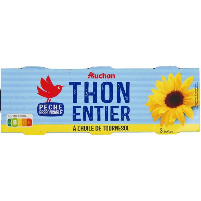3596710537112 - Auchan - Thon entier à l'huile de tournesol