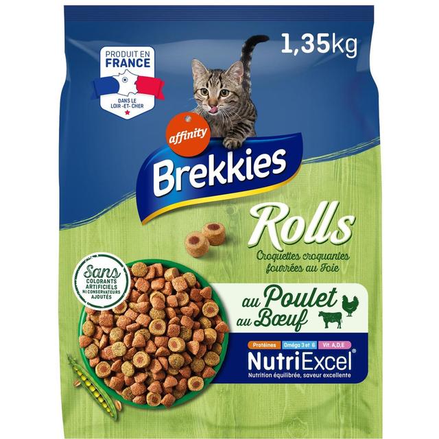 3700260417712 - Affinity - Brekkies Rolls - Croquettes Fourrées Foie Poulet Boeuf pour Chat Adulte