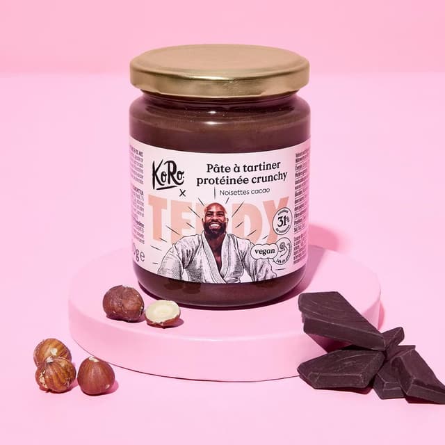 4255582817812 - Koro - Pâte à tartiner protéinée vegan noisette-cacao x Teddy Riner
