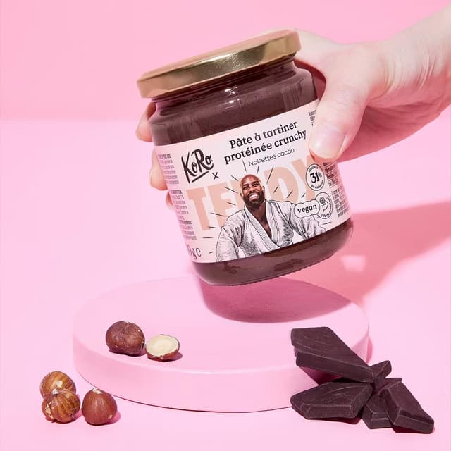 4255582817812 - Koro - Pâte à tartiner protéinée vegan noisette-cacao x Teddy Riner