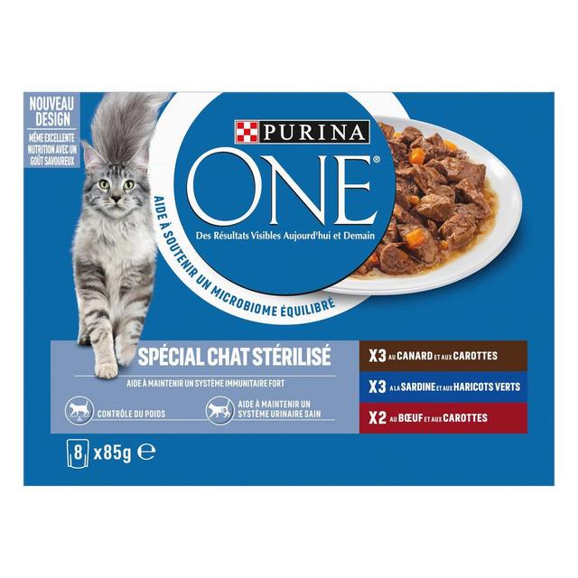 7613287149312 - Purina - One - Sachet en Sauce Canard, Sardine, Boeuf pour chat stérilisé