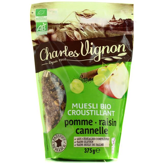 3111902100013 - Charles Vignon - Muesli croustillant pomme, raisin, cannelle bio sans gluten