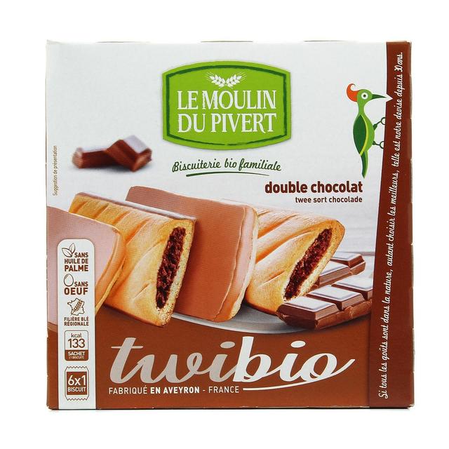 3268350120213 - Le Moulin du Pivert - Biscuits Twibio fourrés Double Chocolat bio x6