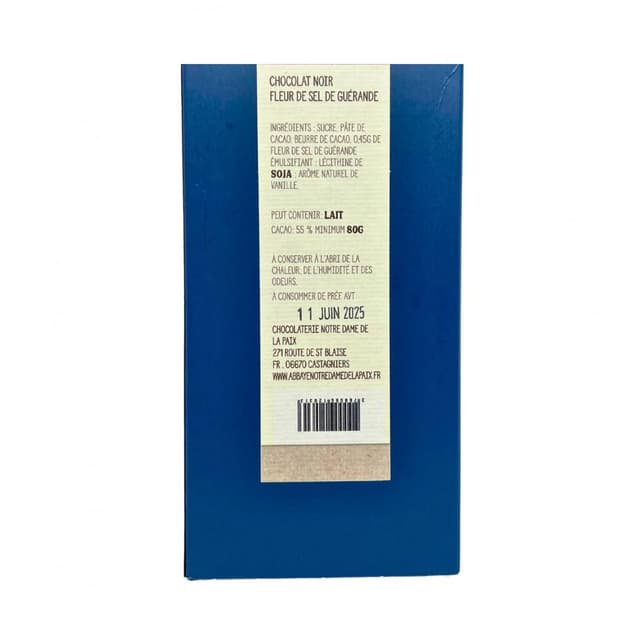 3760006120313 - Abbaye Notre Dame de Castagniers - Tablette Chocolat Noir au Sel de Guérande