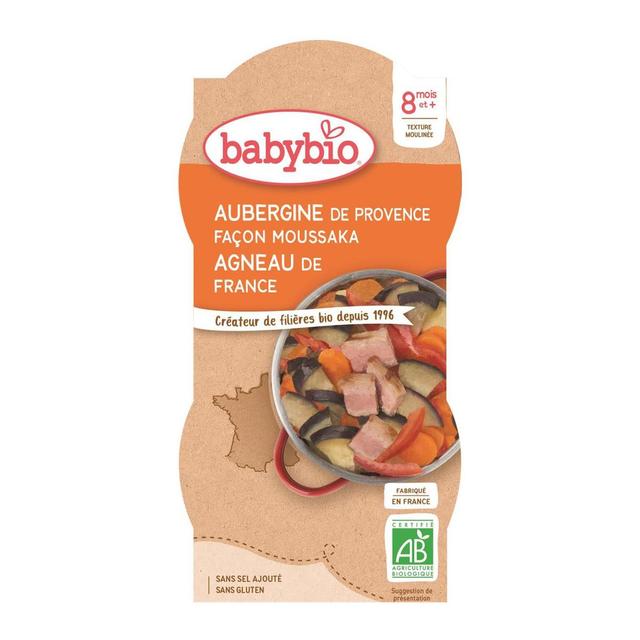 3288131520513 - Babybio - Aubergines de Provence façon Moussaka, Agneau de France Bio Bol Bébé Dès 8 mois