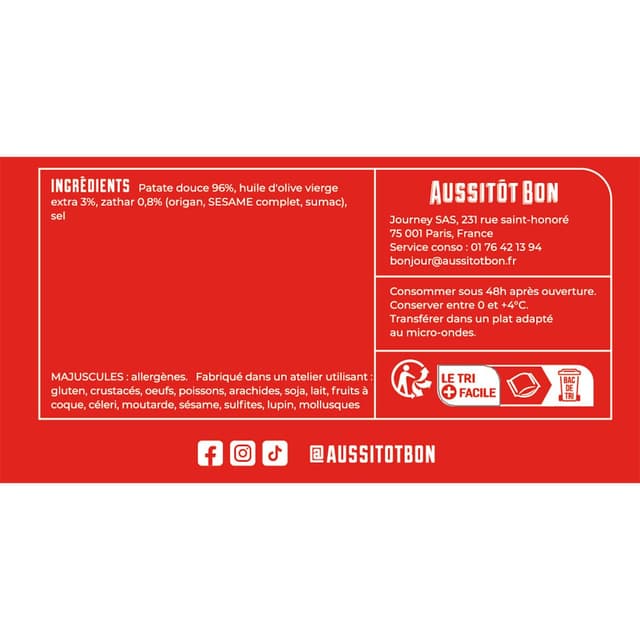 3701565400713 - Aussitôt Bon - Patate Douce Cuisinée au Zaatar