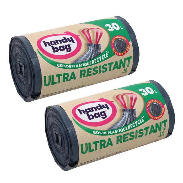 2050000390913 - Handy Bag - Sacs poubelle 30L avec poignées coulissantes ultra protection