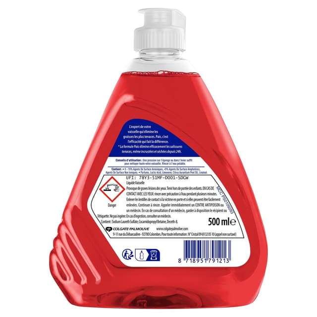 8718951791213 - Paic - Liquide Vaisselle Ultra Dégraissant au Pamplemousse Excel 24h