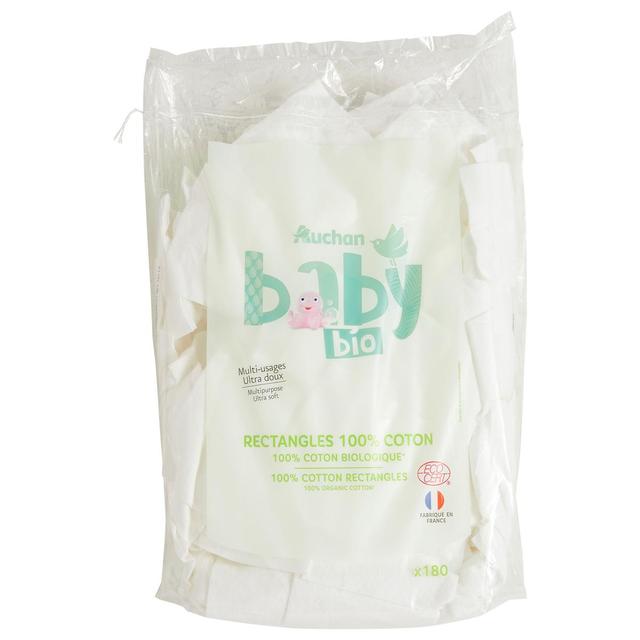 3596710521913 - Auchan Baby Bio - Rectangles de coton bio multi-usages ultra doux