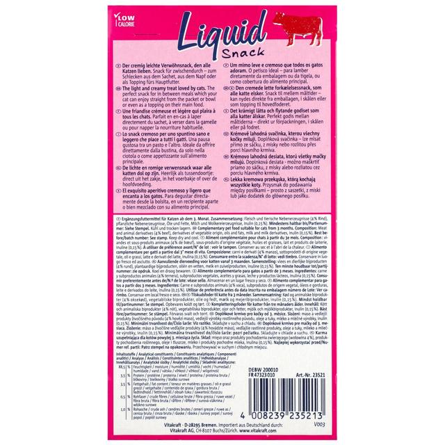 4008239235213 - Vitakraft Liquid - Snack au Boeuf et Inuline - Friandise pour chat