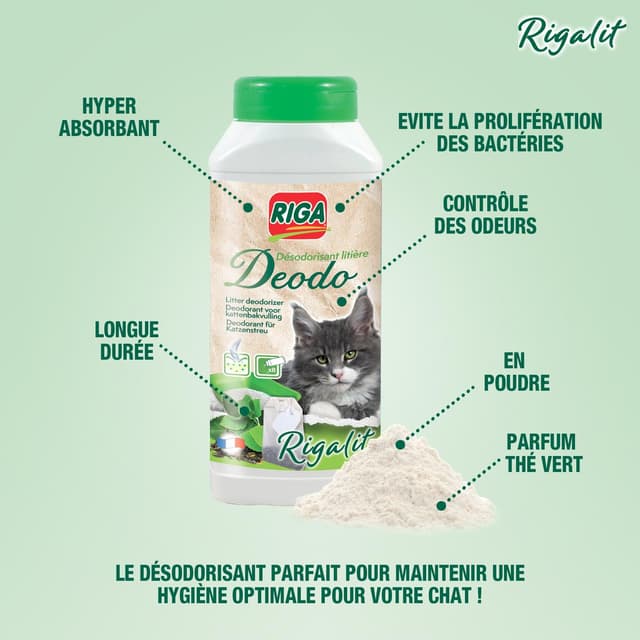 3166780045413 - Riga - Désodorisant pour Litière Senteur Thé Vert