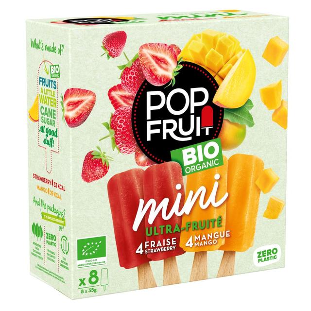 3760124195613 - Pop' Fruit - Mini Bâtonnets sorbet fraise et sorbet mangue Bio