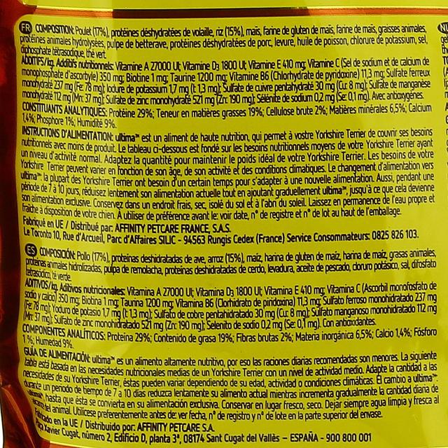 8410650157313 - Affinity - Ultima - Croquettes sur mesure Poulet Aide à réduire la formation du tartre pour chien Yorkshire Terrier