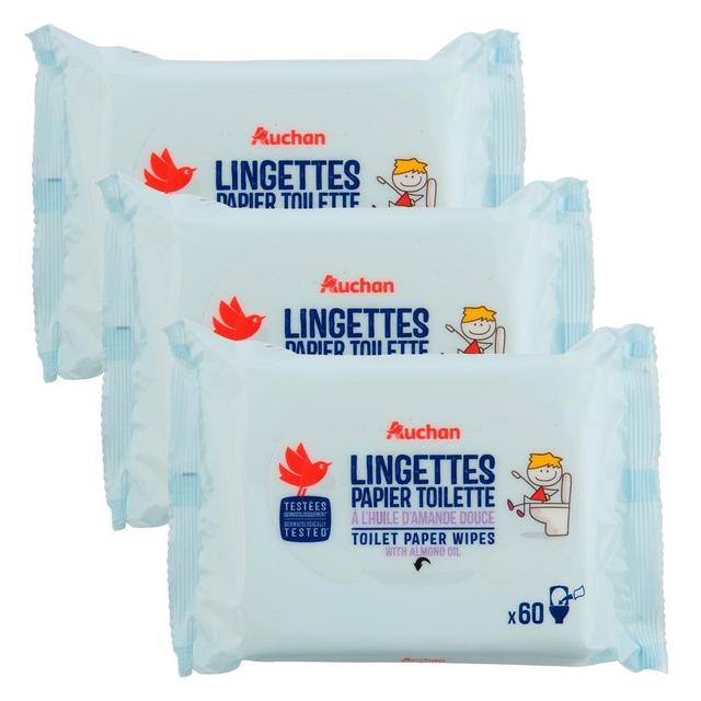 2050000407413 - Auchan - Lingettes papier toilette à l'huile d'Amande douce