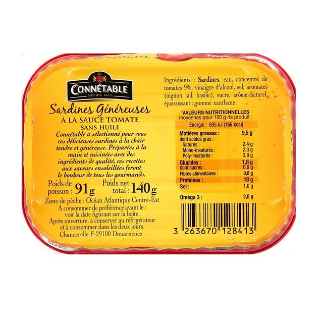 3263670128413 - Connetable - Sardines Généreuses Sauce Tomate sans Huile