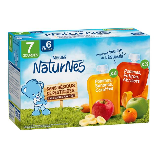 8445290861214 - Nestlé - Naturnes - Multipack aux Fruits et touche de Légumes Gourdes Bébé Dès 6 mois