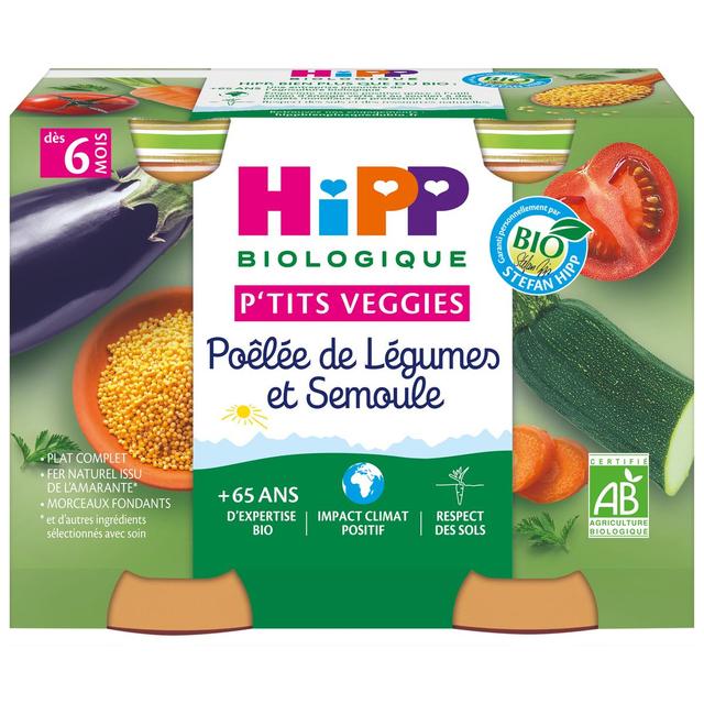 4062300381414 - Hipp - P'tits Veggies - Poêlée de Légumes et Semoule Bio Pot Bébé Dès 6 mois