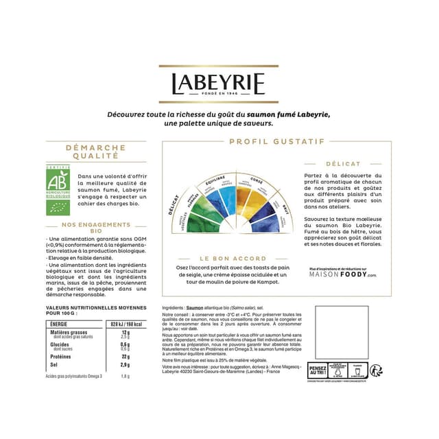 3033610062714 - Labeyrie - Saumon Fumé Bio, 120g