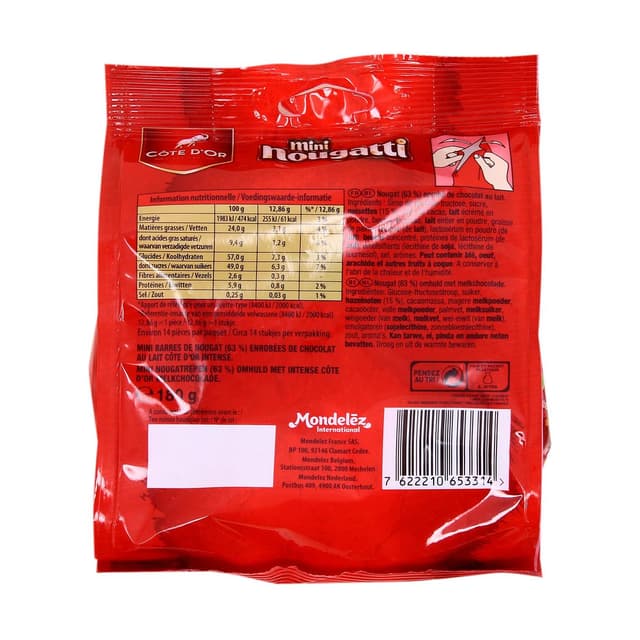 7622210653314 - Côte d'Or - Nougatti morceaux de chocolat lait