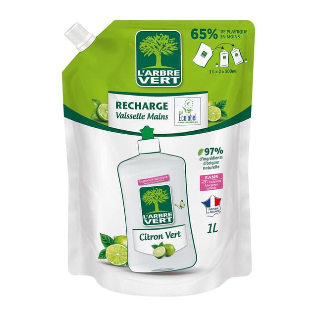 3450601045714 - L'arbre Vert - Liquide vaisselle hypoallergénique citron vert ecolabel recharge