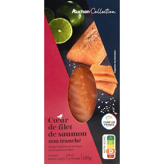 3596710546114 - Auchan Collection - Coeur de Filet de Saumon Fumé Non Tranché