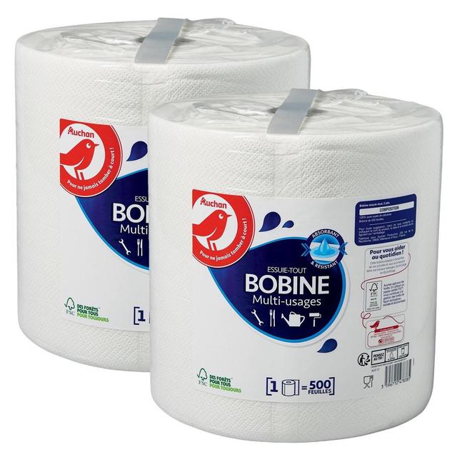 2050000407314 - Auchan - Essuie-tout bobine multi-usages 500 feuilles