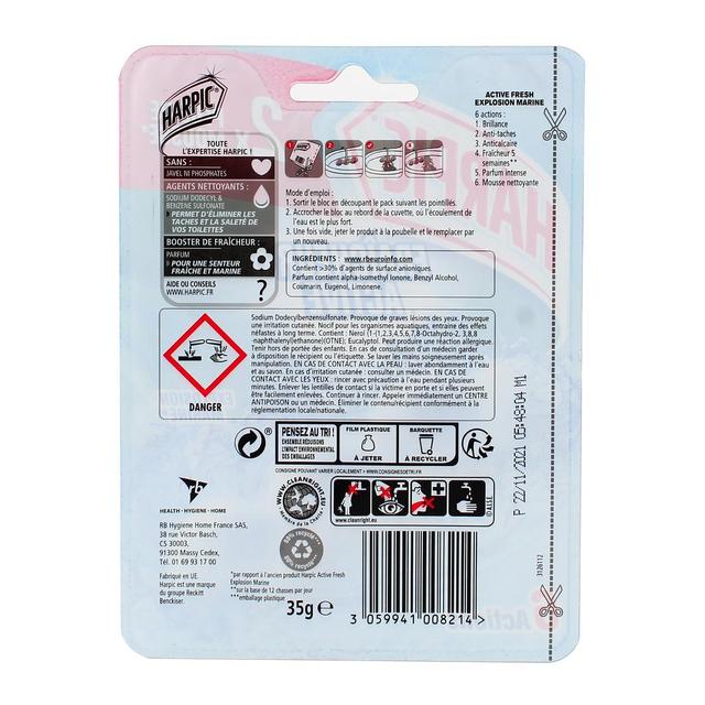 3059941008214 - Harpic - Bloc WC Active Fresh parfum Marine