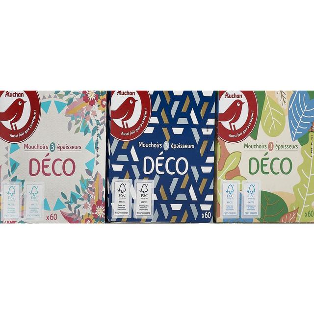 3596710478514 - Auchan - Boîte de mouchoirs blanc à décor aléatoire 3 épaisseurs