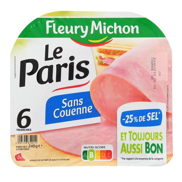 3095758859014 - Fleury Michon - Jambon Le Paris -25%* de sel, 240g