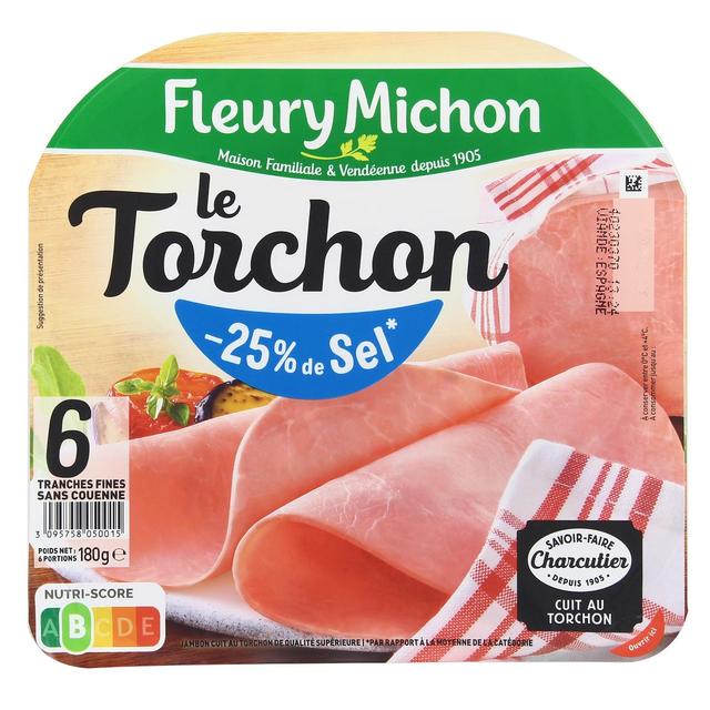 3095758050015 - Fleury Michon - Jambon Le Tranché Fin Torchon Taux de Sel Réduit