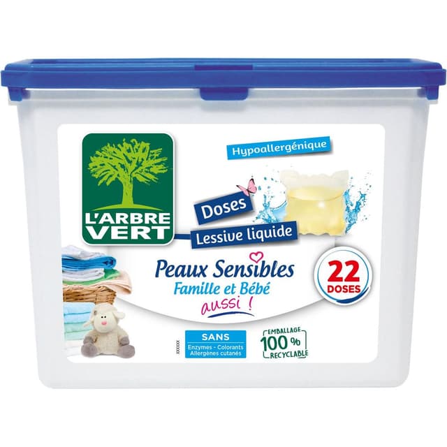 3450601031915 - L'arbre Vert - Lessive capsule peaux sensibles famille et bébé