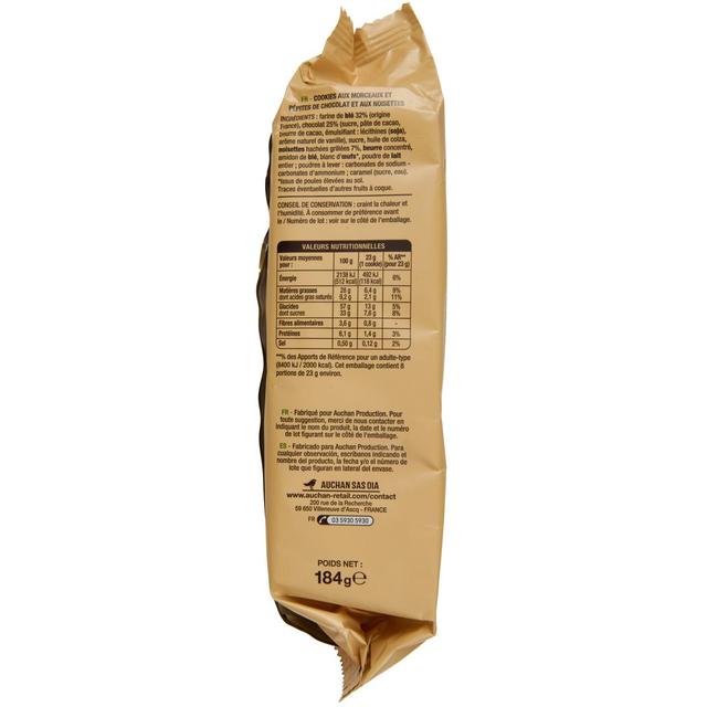 3596710553686 - Auchan - Les Gourmands Cookies maxi pépites chocolat noisettes