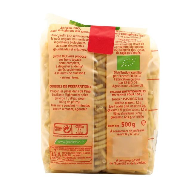 3456300002515 - Jardin Bio Etic - Pâtes Bons Tuyaux semi-complets Cuisson Express Bio