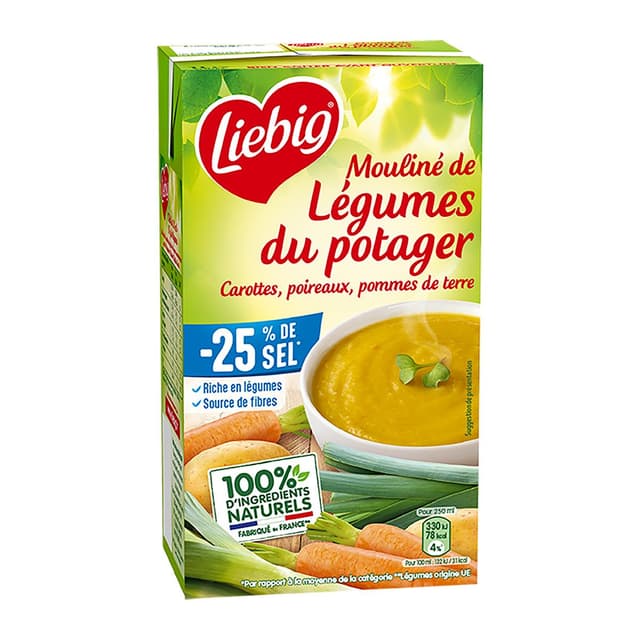 3036815474115 - Liebig - Mouliné de légumes du Potager Taux de sel réduit Soupe liquide en brique familiale