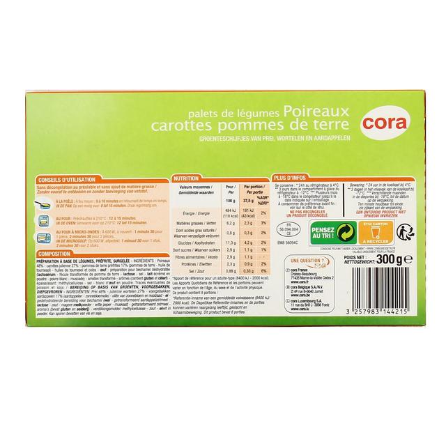 3257983144215 - Cora - 8 Palets de légumes- Poireaux, carottes et pommes de terre